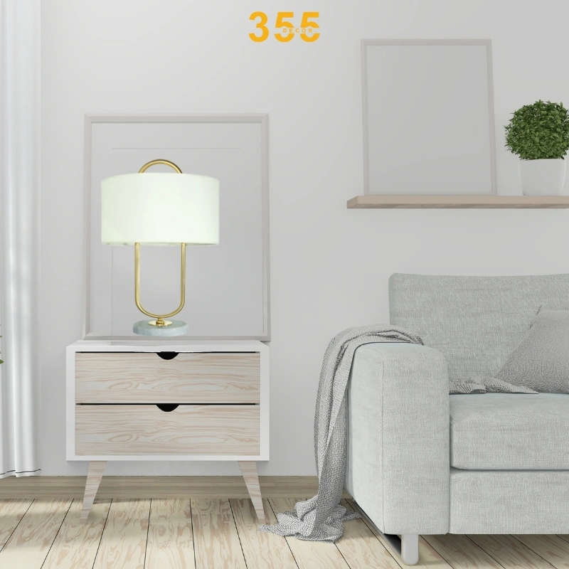Đèn Bàn LED đẹp DB8172 - Chất Liệu hợp kim xi vàng - chao vải 355 decor