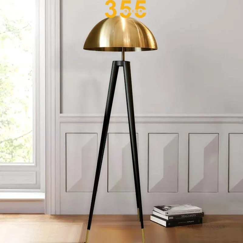 Đèn Đứng DD32 thiết kế hình nấm độc đáo, chân sắt đen, chao hợp kim mạ vàng