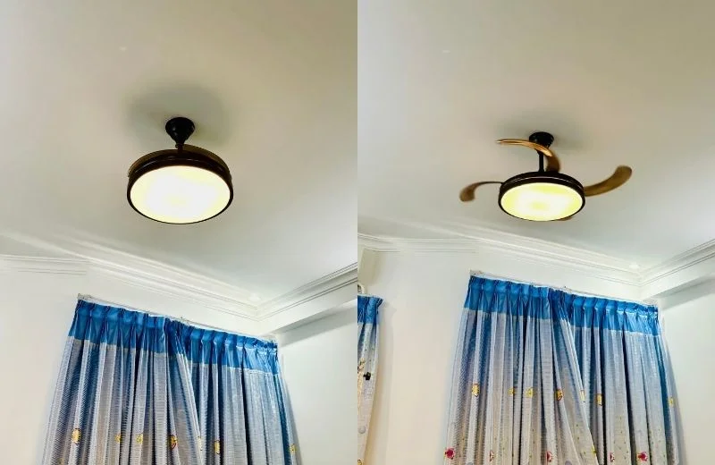 Quạt trần đèn giấu cánh QT4293 hiện đại với khả năng mở và xếp cánh