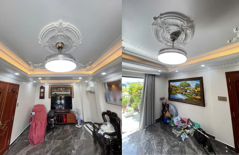 Ảnh thật Quạt Trần Đèn QT4256 tại nhà khách 