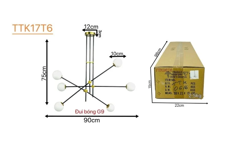 Thông số đèn thả thiết kế TTK06