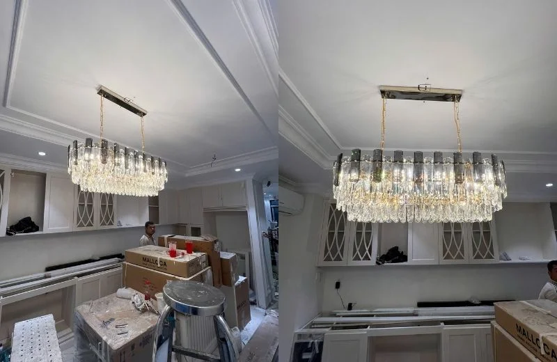 Lắp đặt đèn thả pha lê TPL88207N800