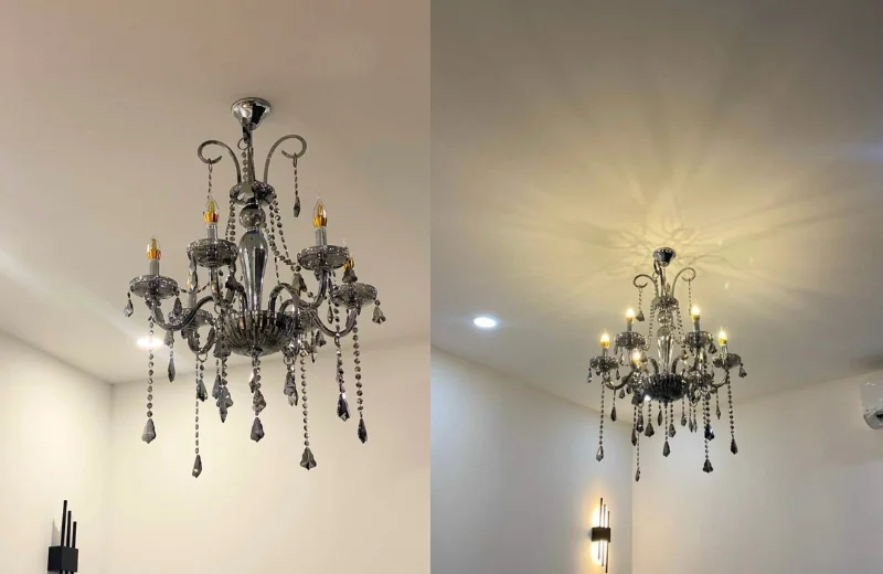 Đèn Chùm DC9188 1 Ảnh thật Đèn Chùm DC9188T8 lắp đặt tại nhà khách