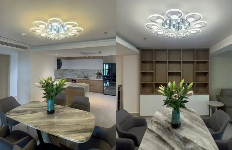 Trang trí phòng khách, bàn ăn với đèn ốp trần mica OT41T9 
