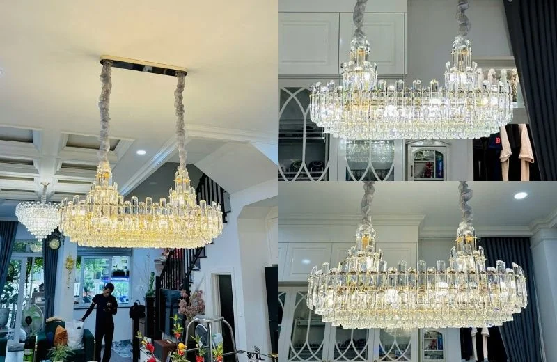 Thiết kế đèn thả pha lê TPL6270N950 phù hợp bàn ăn, đảo bếp