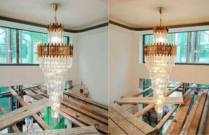 Hoàn thiện đèn thả pha lê TPL88198D1800