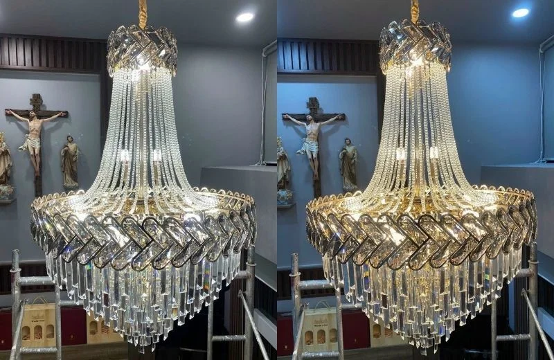 Đèn thả pha lê TPL88450T800 thực tế