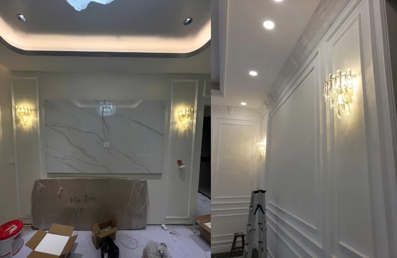 Đèn Tường Pha Lê VPL8188 2 Ảnh thật Đèn Tường Pha Lê VPL8188 lăp đặt tại nhà khách
