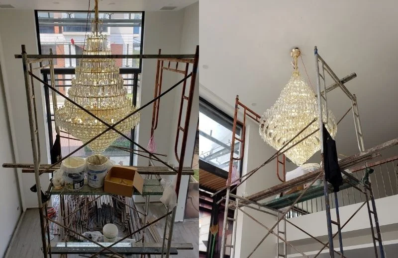 Lắp đặt đèn thả pha lê TPL8088T1000