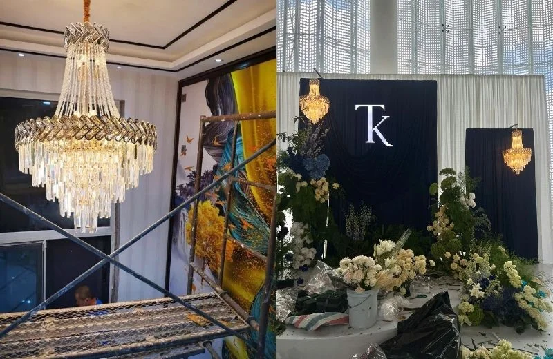 Thi công đèn thả pha lê TPL88450T600