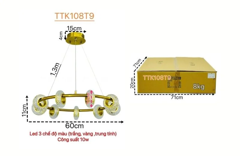 Chi tiết đèn Thả Thiết Kế TTK108T9
