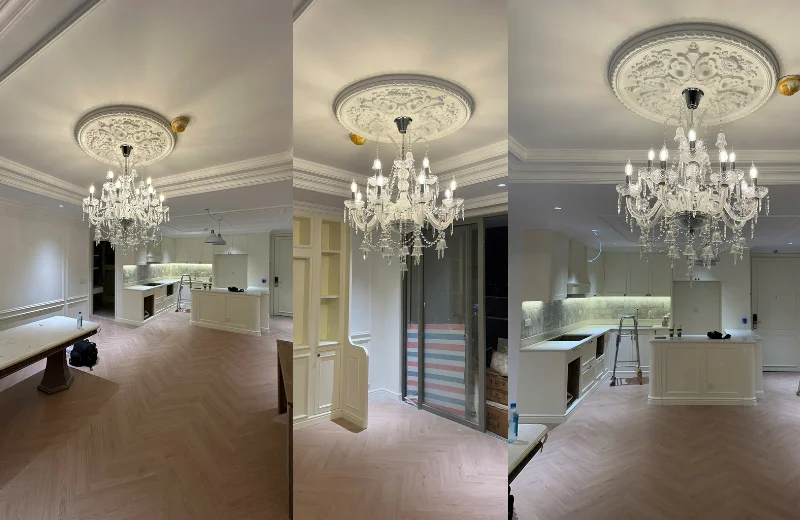 Ảnh thật Đèn Chùm Pha Lê DC9146T12 lắp đặt tại nhà khách