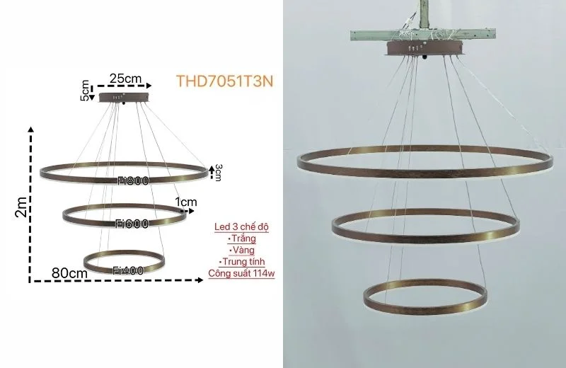 Thông số đèn thả hiện đại THD7051T3