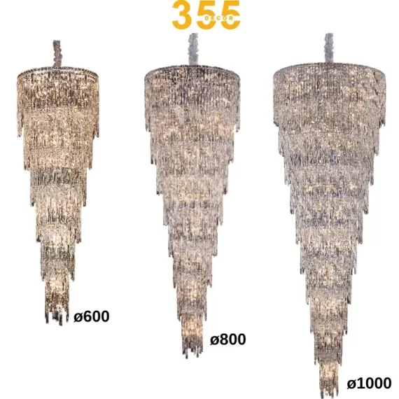 Đèn thả pha lê TPL2206 với các sợi pha lê dài rủ mềm mại.