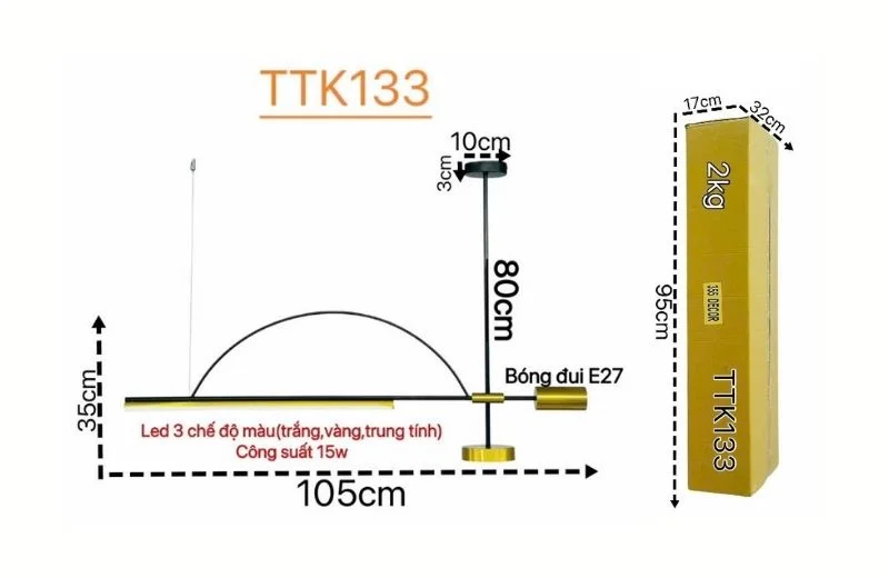 Thông số đèn Thả Thiết Kế TTK133 