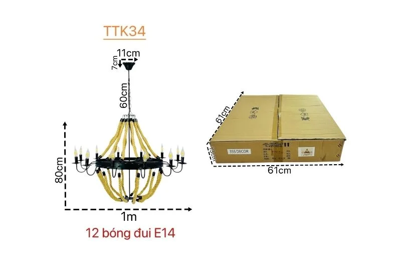 Thông số đèn thả thiết kế TTK34