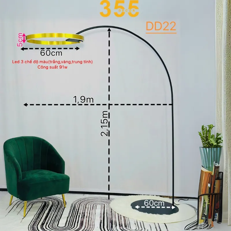 Bảng thông số kỹ thuật chi tiết của Đèn Đứng DD22 từ 355decor