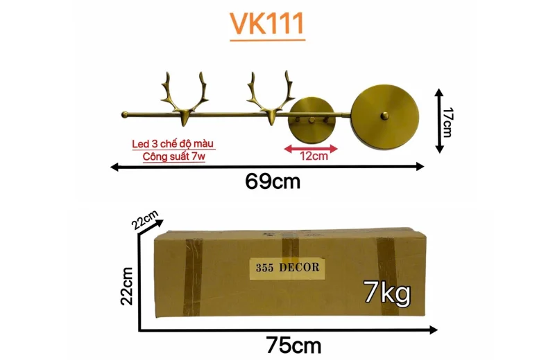 Thông số chi tiết Đèn Tường Thiết Kế VK111