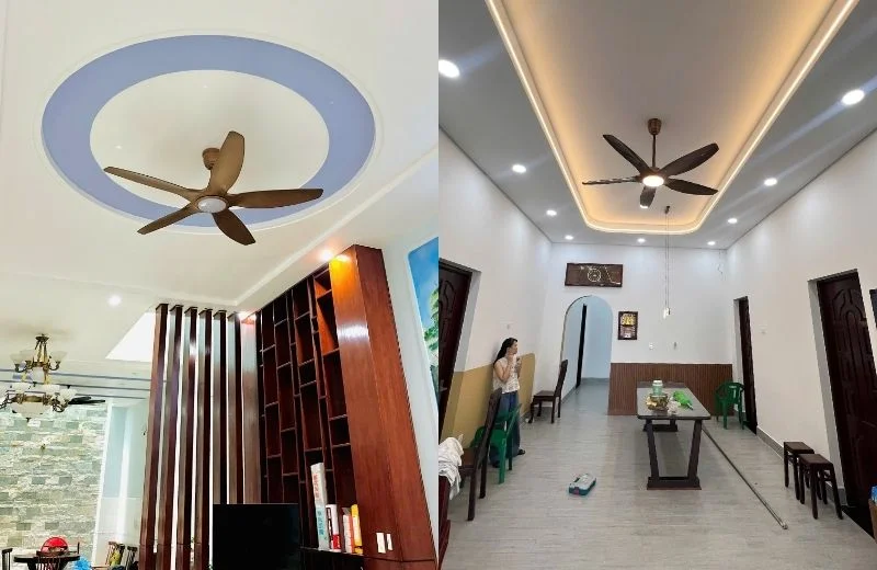 Quạt trần đèn QT15 thực tế 1