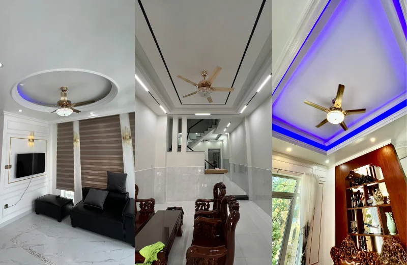 Ảnh thật Quạt Trần Đèn QT4801 lắp đặt tại nhà khách 