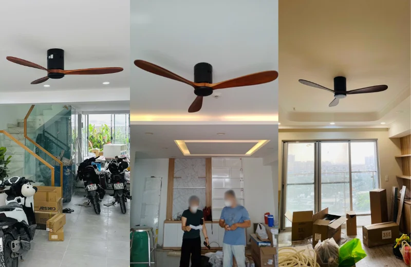 Ảnh thật Quạt Trần QT521442 thi công tại nhà khách 
