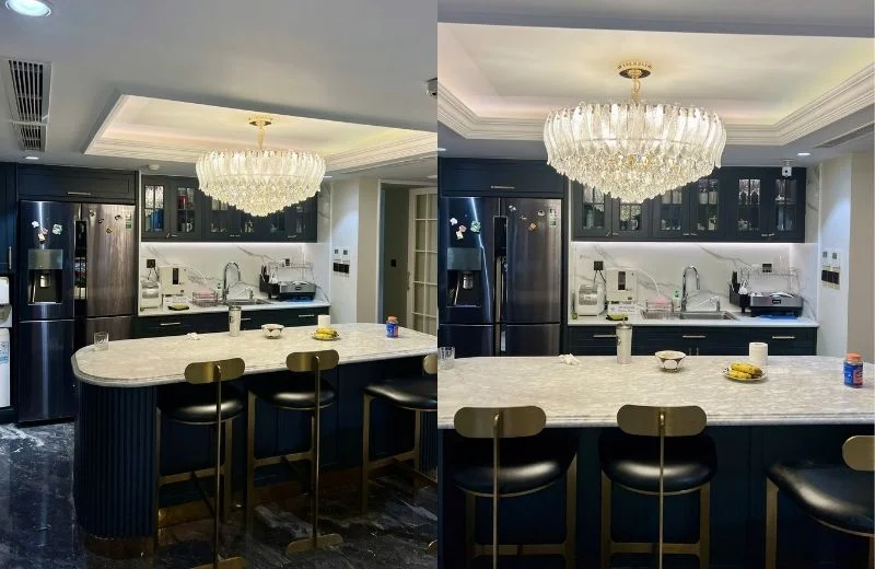 ĐÈN THẢ PHA LÊ TPL368 2 Đèn thả pha lê TPL368T800 phù hợp thả bàn ăn, đảo bếp