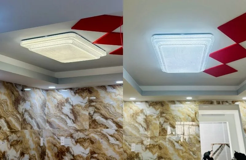 Đèn ốp trần mica OT8520V thực tế