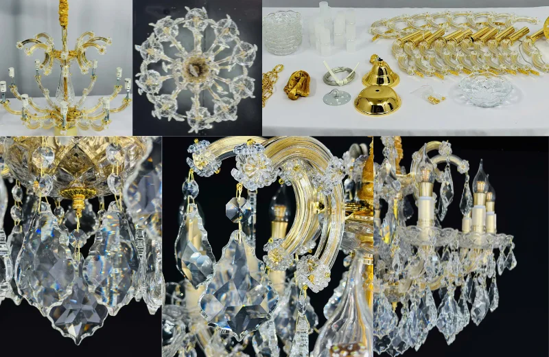 Ảnh cận chi tiết và phụ kiện Đèn Chùm Pha Lê DC5285