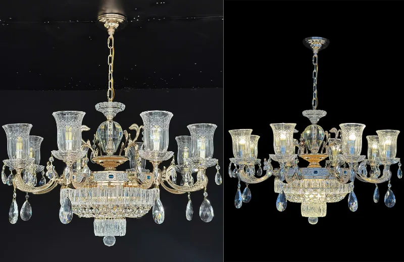 Đèn Chùm Pha Lê DC6651T8 1 Ảnh thật Đèn Chùm Pha Lê DC6651T8