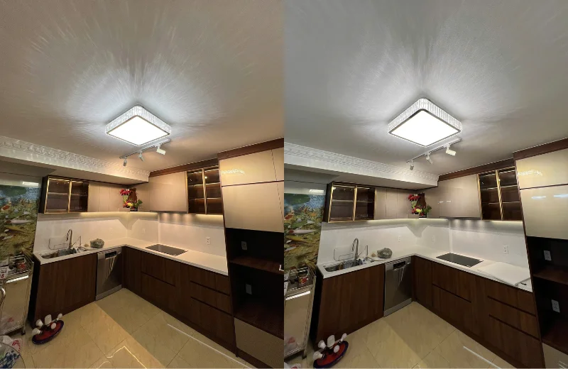 Đèn Ốp Trần Pha Lê OT16 1 Ảnh thật Đèn Ốp Trần Pha Lê OT16VUONG thi công tại nhà khách