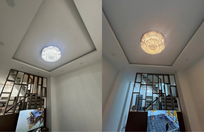 Ảnh thật Đèn Ốp Trần Pha Lê OTPL3510T800 tại nhà khách 