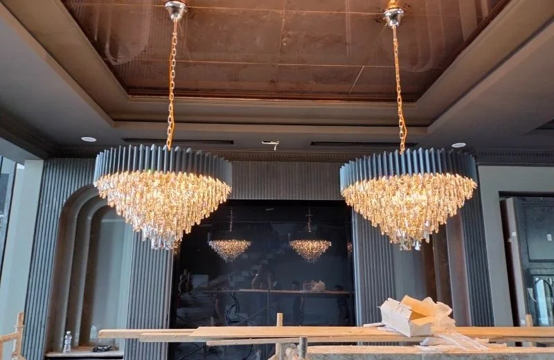 Đèn Thả Pha Lê TPL88210 3 Lắp đặt hoàn thiện đèn thả pha lê TPL88210T800