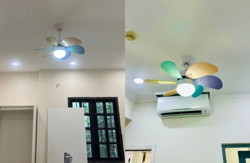 Quạt trần đèn QT1096 thiết kế màu sắc cho phòng ngủ, phòng của bé