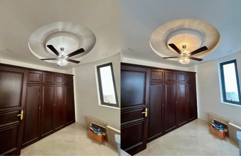 Ảnh thật Quạt Trần Đèn QT45 lắp đặt tại nhà khách