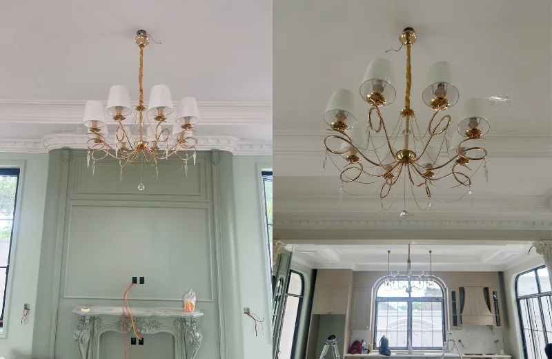 Ảnh thật Đèn Chùm DC268T8 lắp đặt tại nhà khách