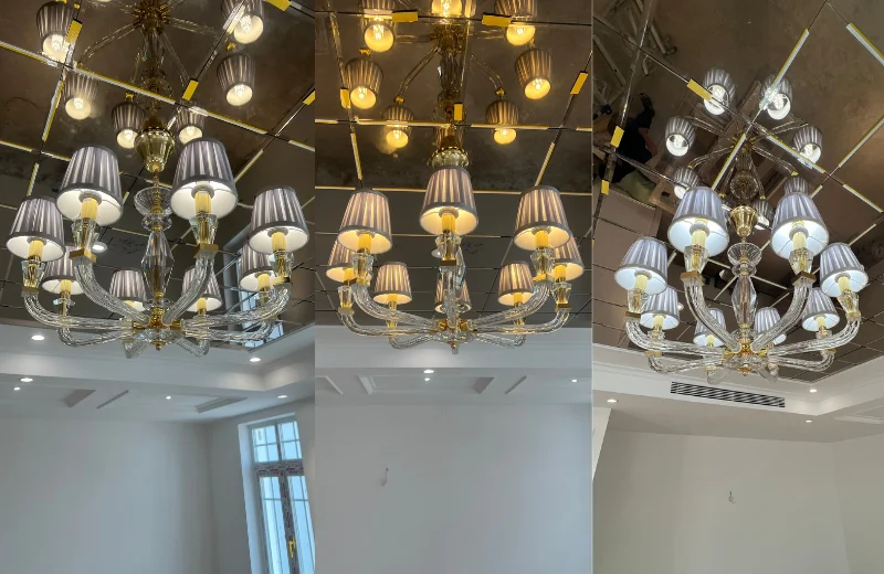 Đèn Chùm Pha Lê DC8898 1 Đèn Chùm Pha Lê DC8898T8 lắp đặt tại nhà khách