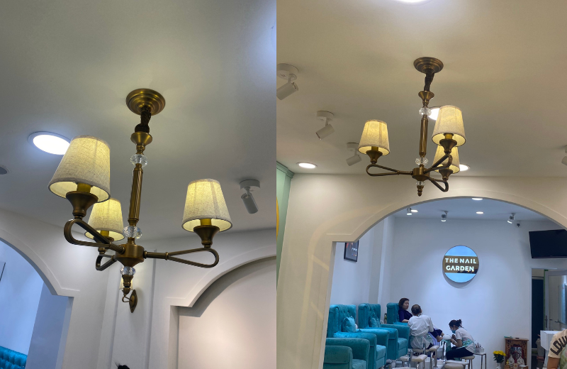 Đèn Chùm DC9665 2 Ảnh thật tại nhà khách với mẫu Đèn Chùm DC9665T3