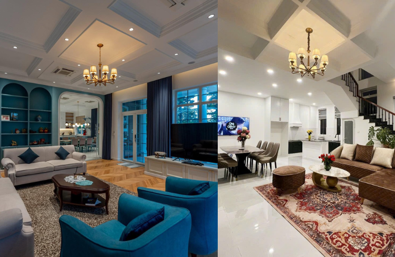 Đèn Chùm DC9665 4 Ảnh thật tại nhà khách với mẫu Đèn Chùm DC9665T8