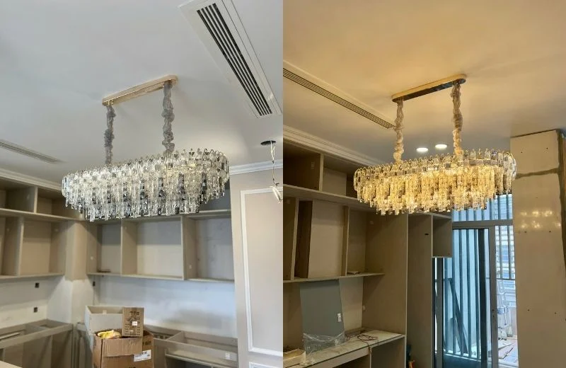 Thực tế đèn thả pha lê TPL560N9500 