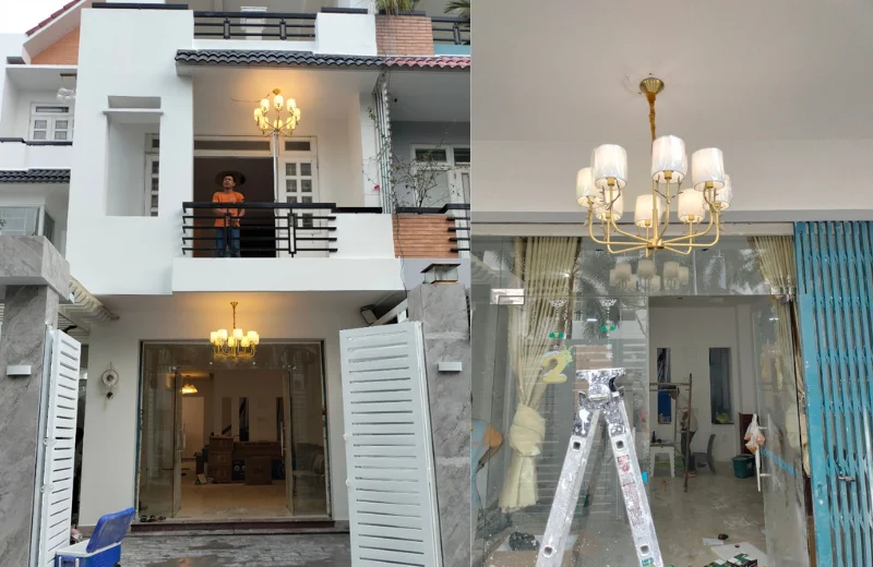 Đèn Chùm DCD11T8 1 Ảnh thật Đèn Chùm DCD11T8 lắp đặt tại nhà khách