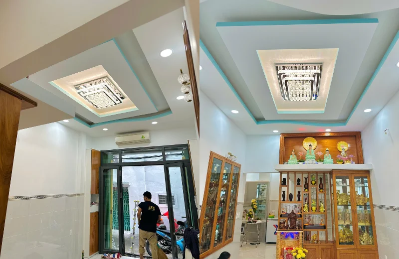 Ảnh thật Đèn Ốp Trần Pha Lê OTPL40403CN thi công tại nhà khách hàng