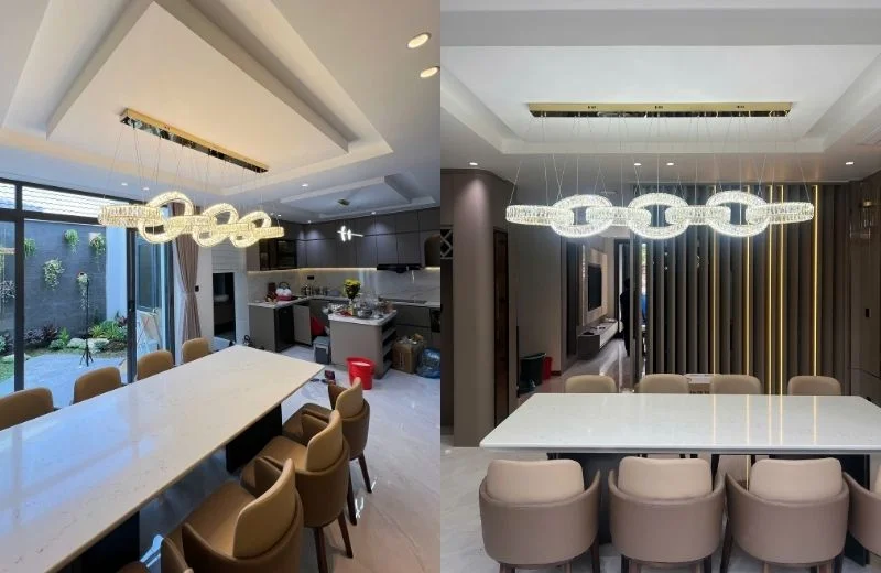 Trang trí bàn ăn với đèn thả hiện đại THD7059N7 
