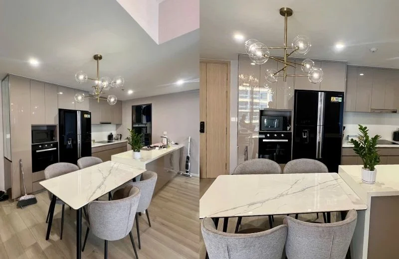 Đèn thả thiết kế TTK17T6VANG trang trí phòng bếp, bàn ăn