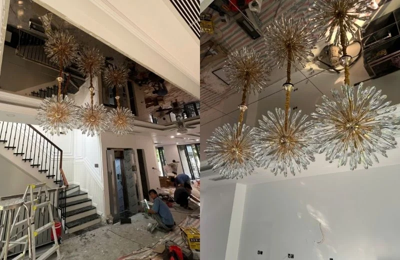 Đèn Thả Pha Lê TPL104 2 Thi công đèn thả pha lê TPL104