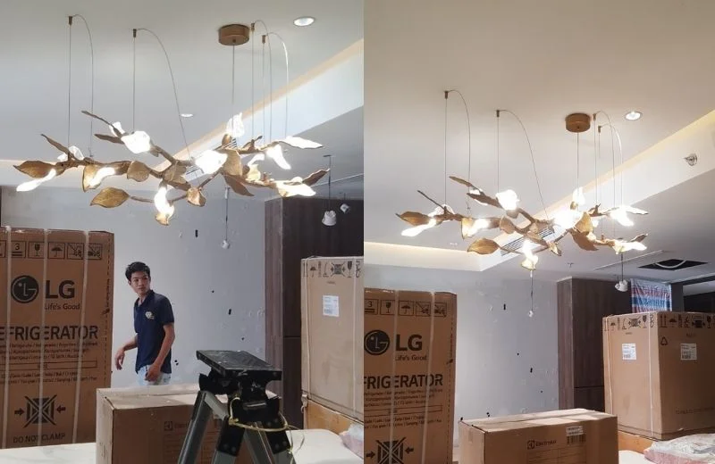 Đèn thả pha lê TPL2001N1200 hoàn thiện