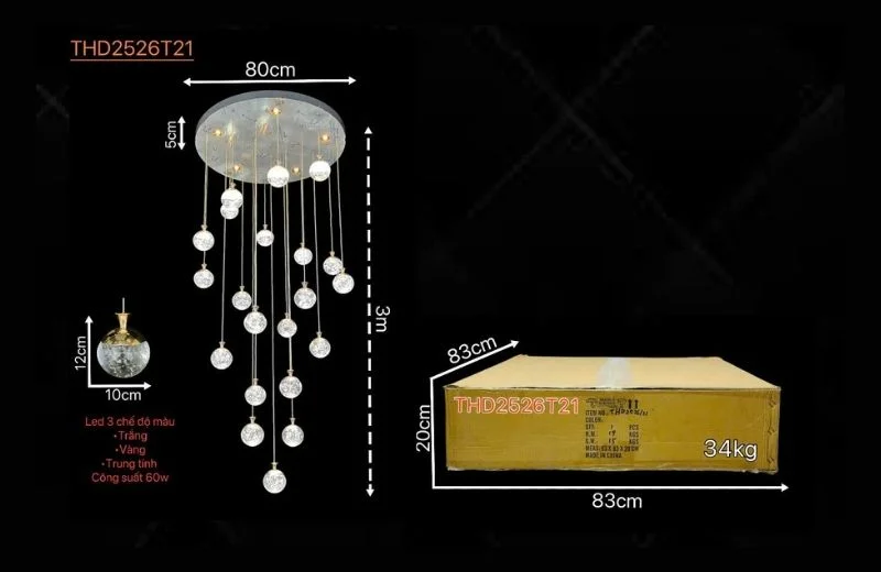 Thông số đèn thả hiện đại THD2526T21