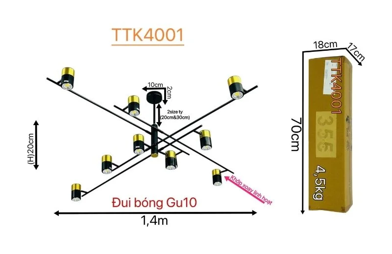 Thông số đèn thả thiết kế TTK4001 