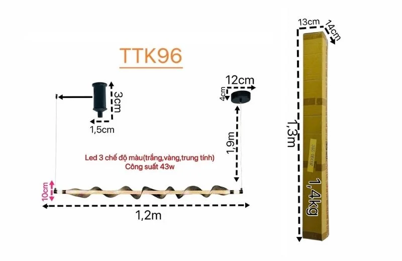 Thông số đèn thả thiết kế TTK96 