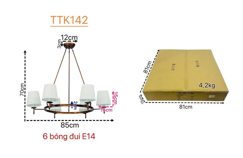 Đèn Thả Thiết Kế TTK142 1 Thông số đèn thả thiết kế TTK142