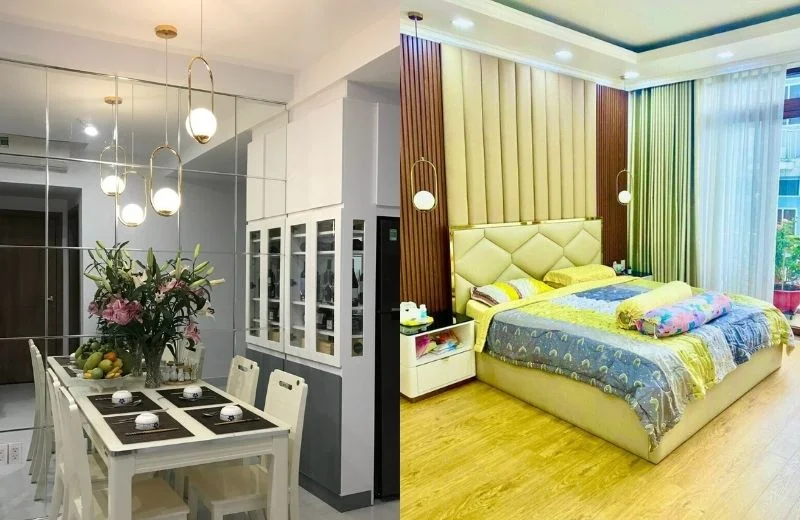 Thực tế đèn thả thiết kế TTK03A phòng ngủ, nhà bếp